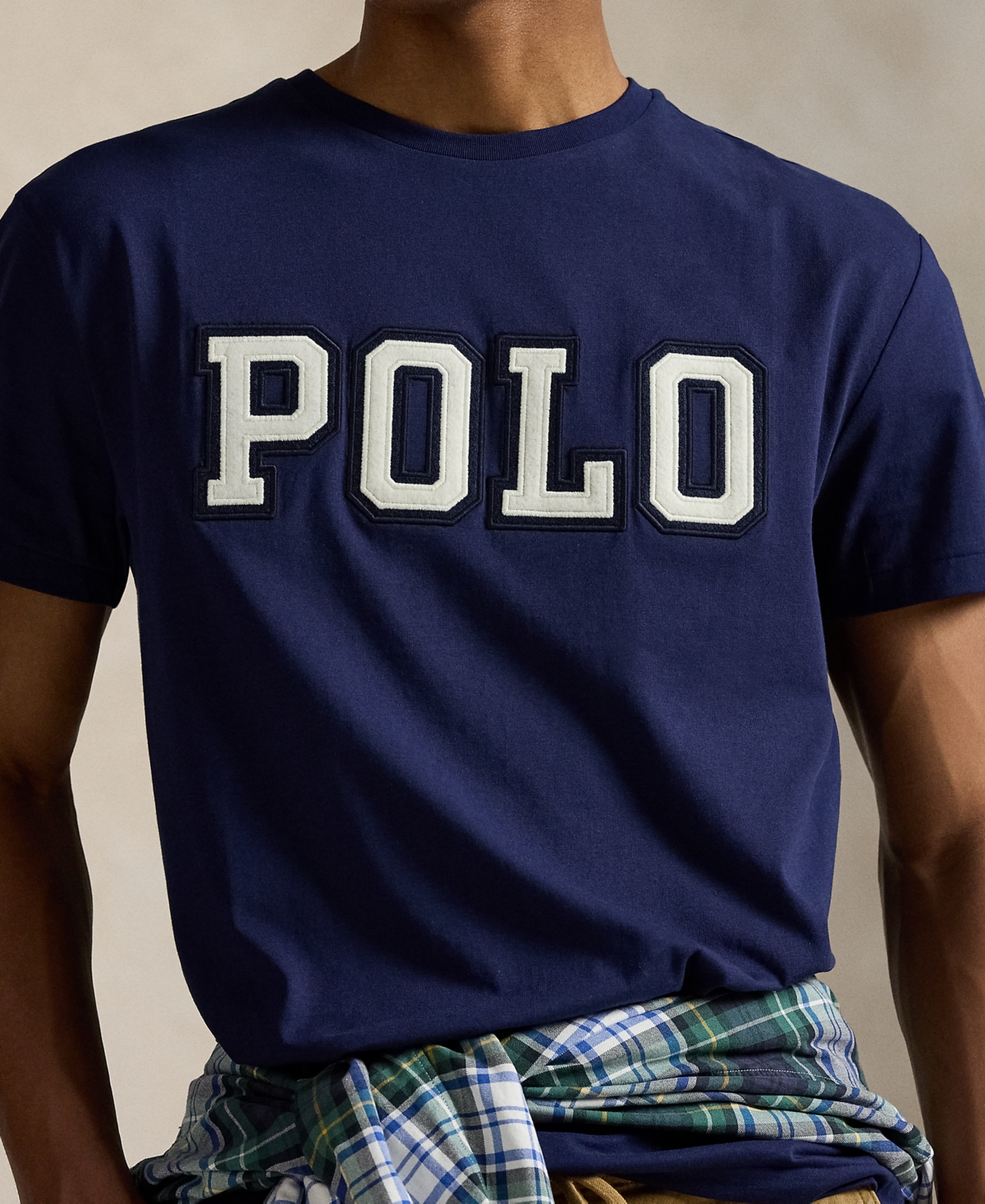 Polo Ralph Lauren Blue Crewneck T-shirt With Logo Lettering On The Fornt And Pony Embroidery On The Front