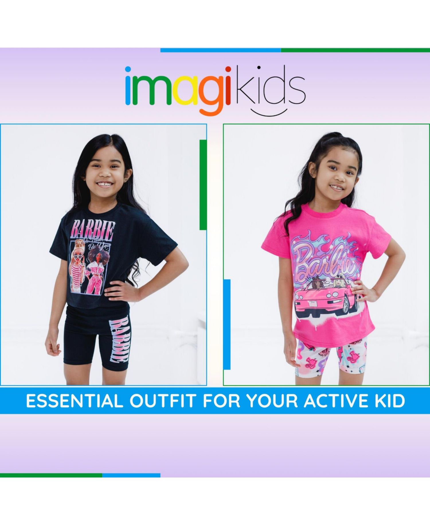 Girls Cropped Boxy T-Shirt and Bike Shorts Outfit Set