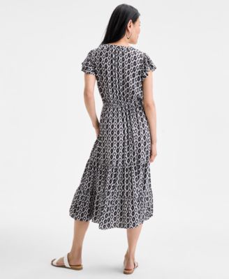 Women's Printed Flutter-Sleeve Midi Dress, Exclusively at Macy's