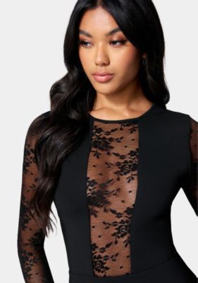 Women's Lace Inset Midi Dress