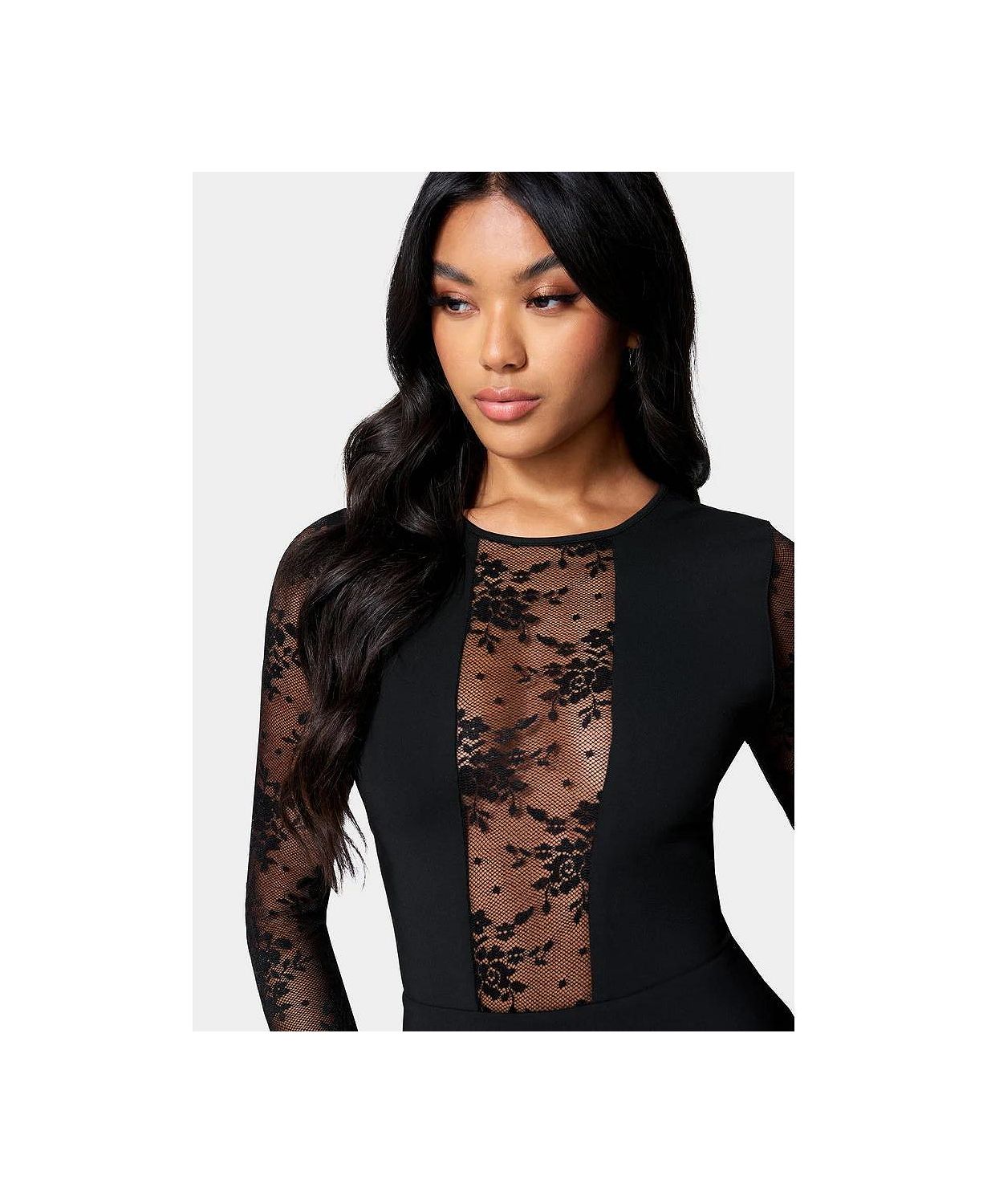 Women's Lace Inset Midi Dress