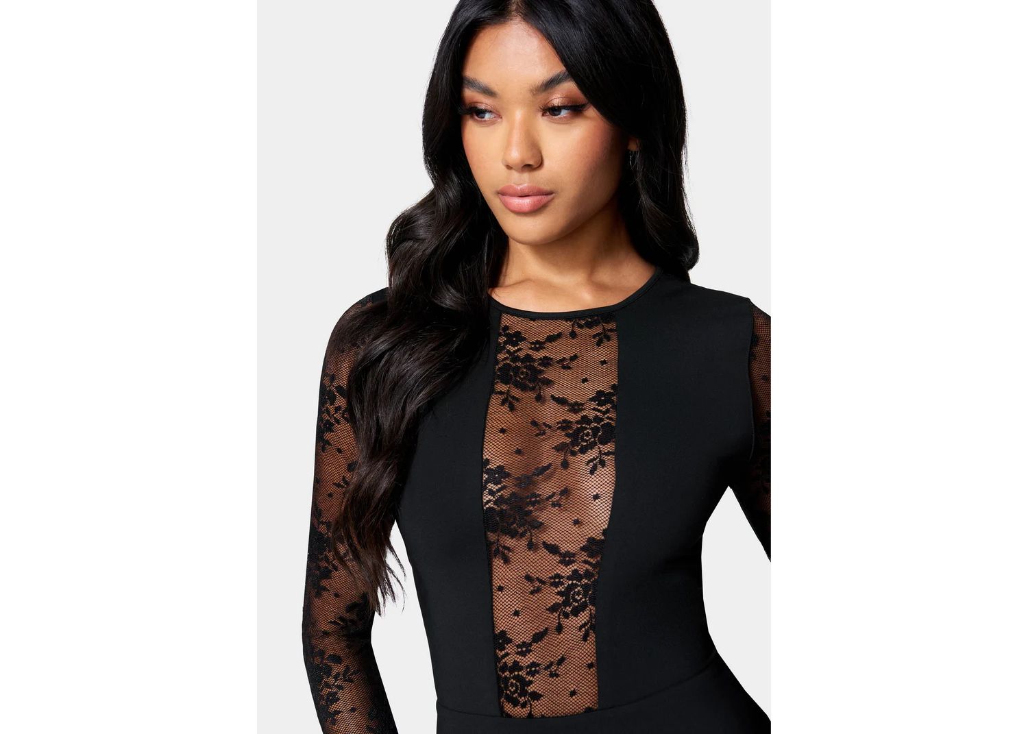 Women's Lace Inset Midi Dress