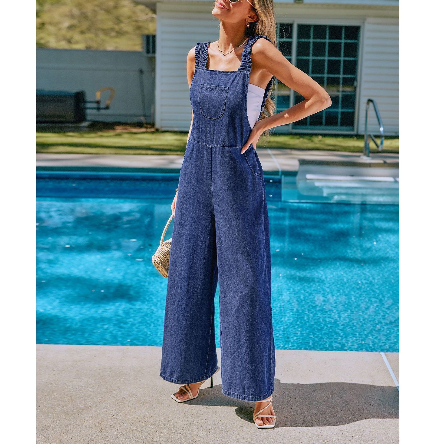 Женский комбинезон Cupshe Sweet Dreams Blue Jumpsuit, цвет: Средний синий — фото 2