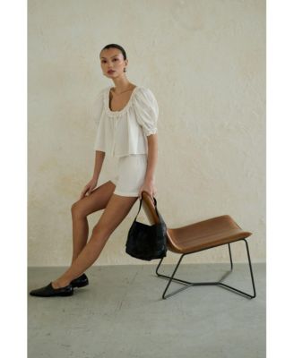 Women's Puff Sleeve Button Up Top