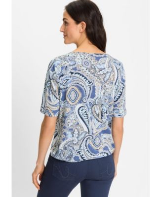 Women's Paisley Split V-Neck T-Shirt