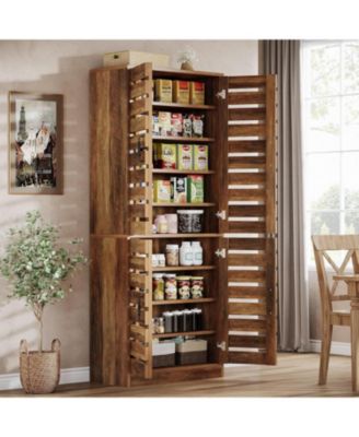 Farmhouse Storage Cabinet, 9-Tier with Adjustable Shelves and 2 Shutter Doors, for Kitchen, Dining Room