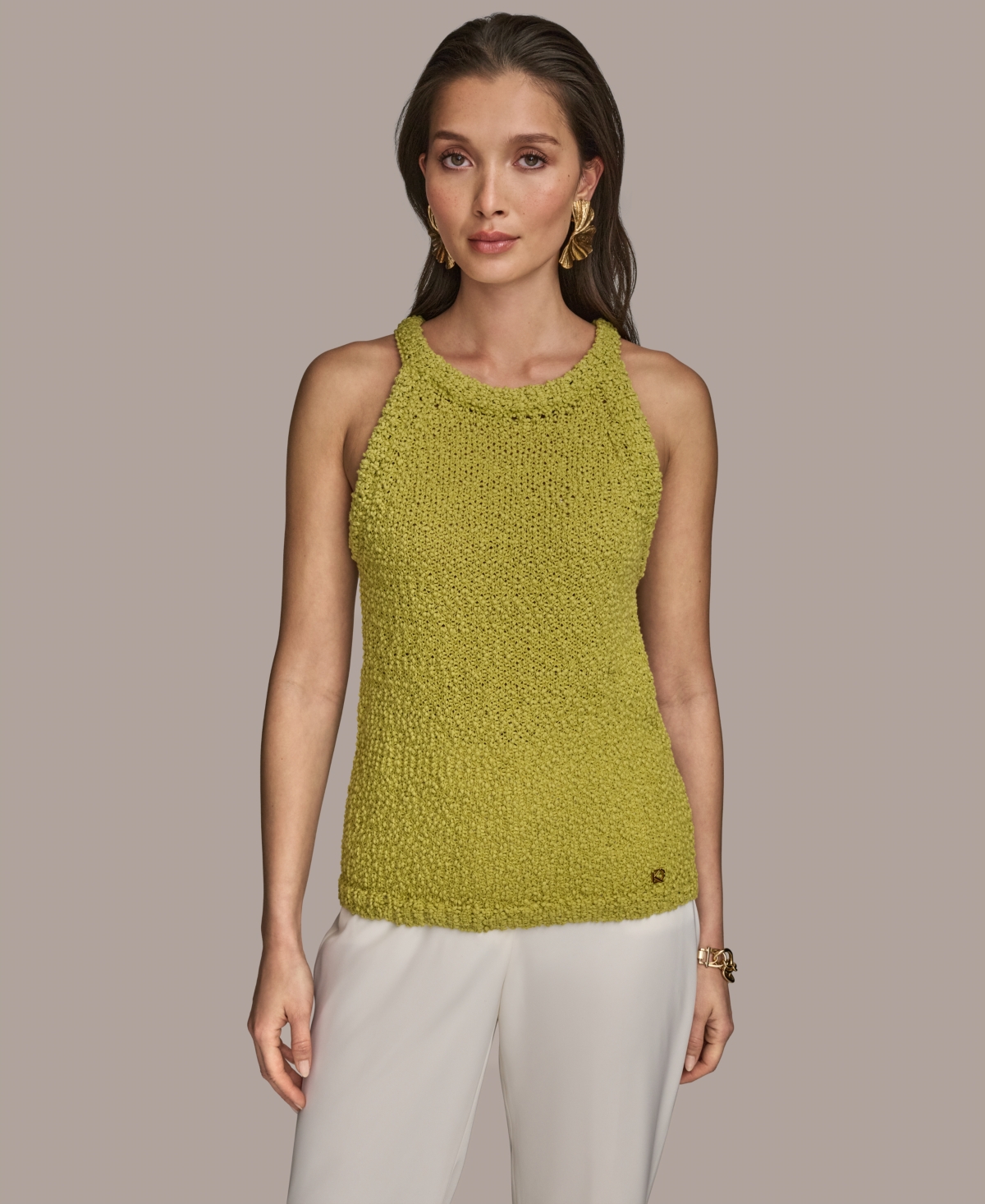 Women's Textured Knit Sleeveless Top - Cream