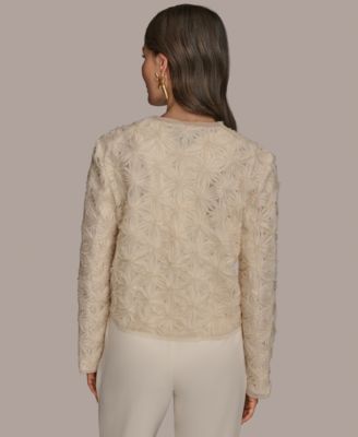 Women's Collarless Rosette Jacket
