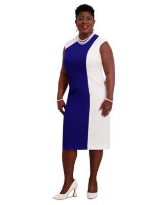 Women's Colorblocked Cap-Sleeve Dress, Regular & Plus Sizes