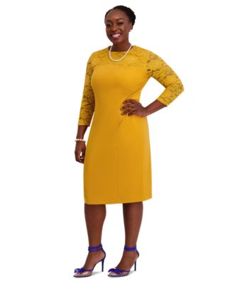 Women's Lace-Sleeve Sheath Dress, Regular & Plus Sizes 