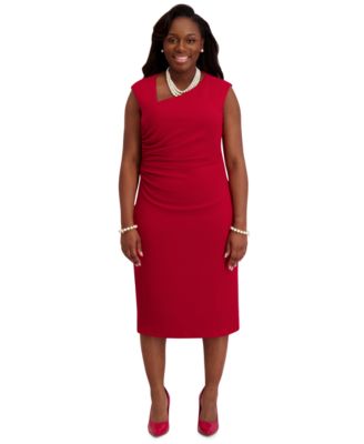 Kasper - Women's Asymmetrical-Neck Midi Dress, Regular & Plus Sizes