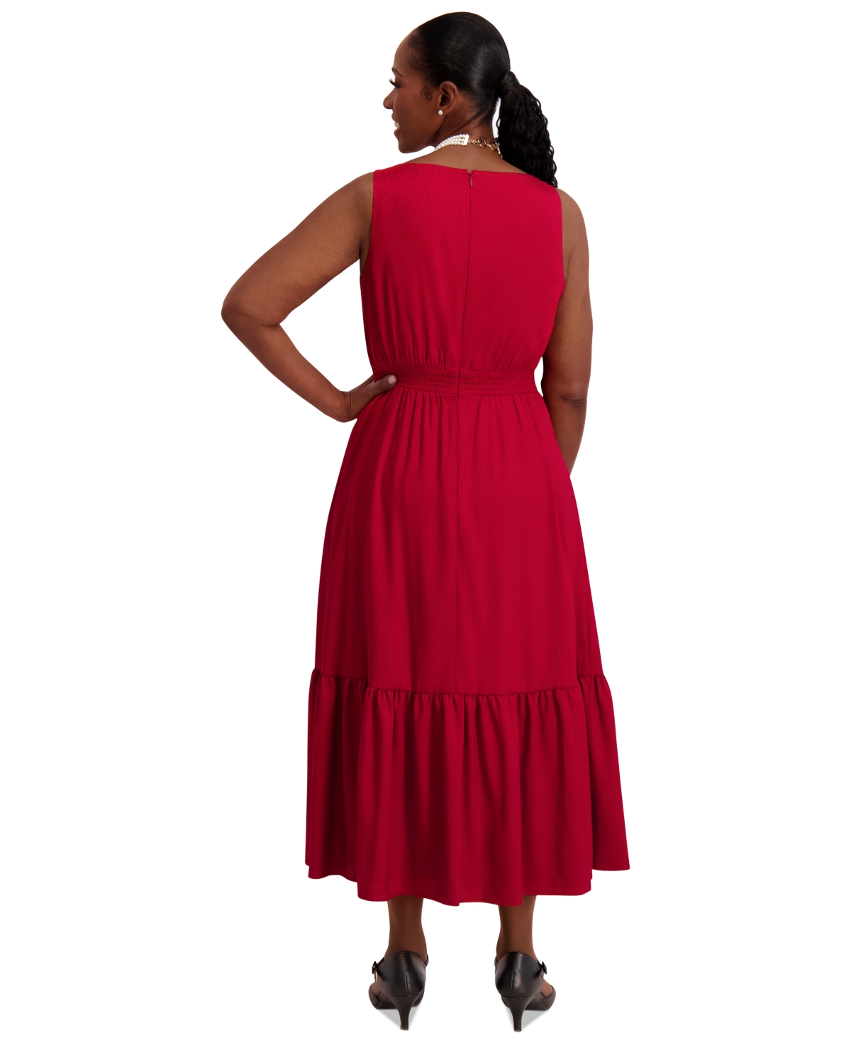 Kasper Women's Tiered Midi Dress, Regular & Plus Sizes In Red