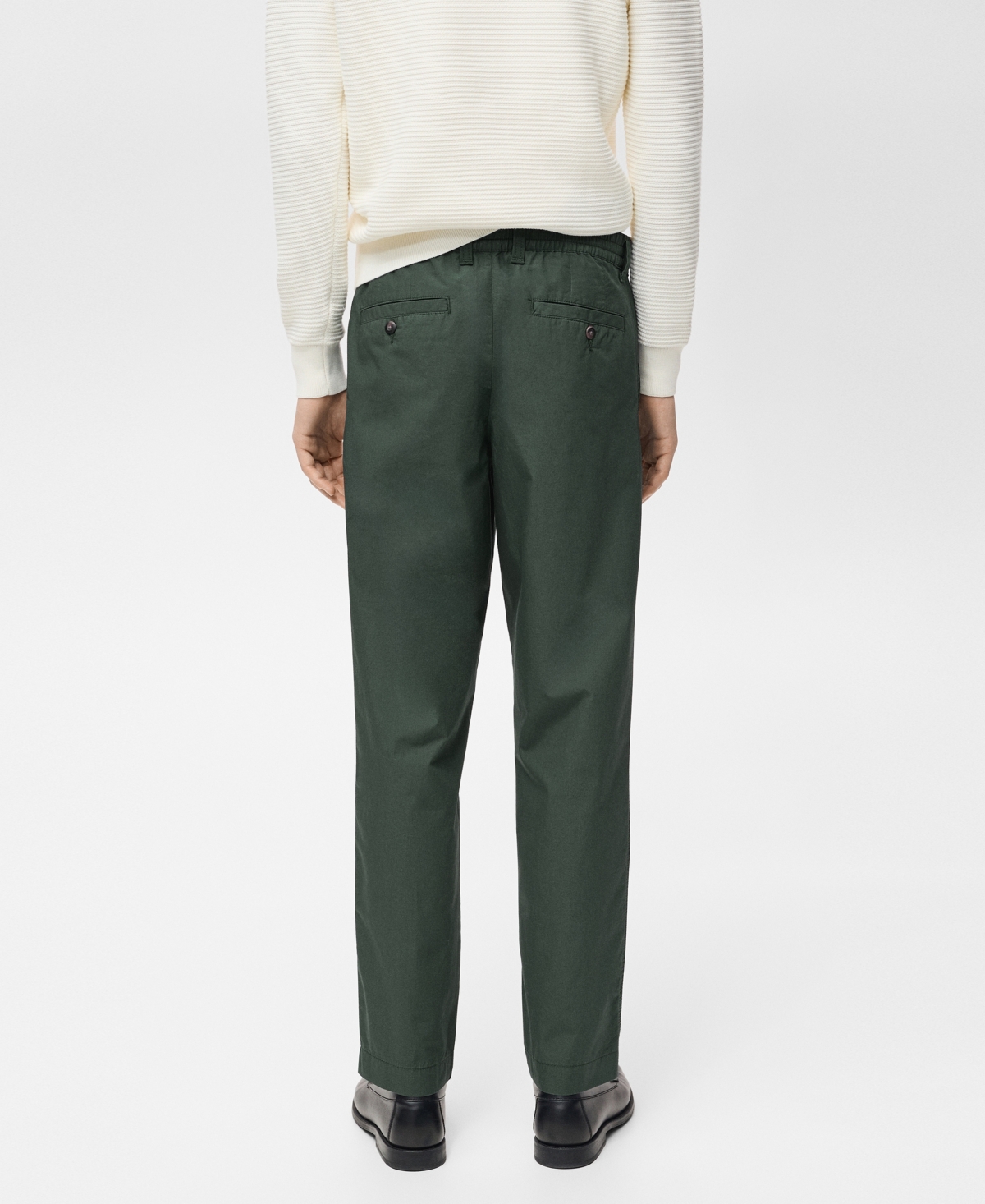 Mango Drawstring Straight Leg Poplin Pants In Green
