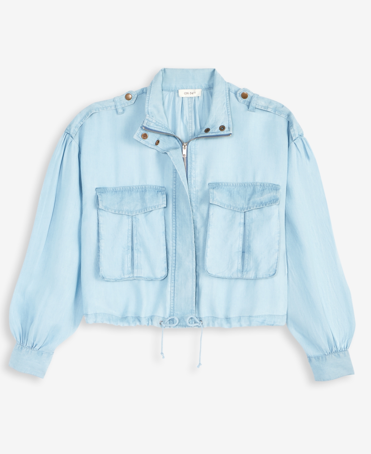 On 34th Women's Chambray Cropped Jacket, Exclusively At Macy's In Blue