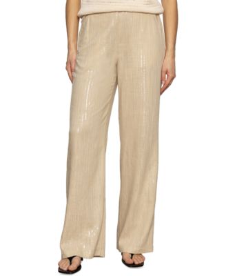 Women's Coastal Sequined-Stripe Wide-Leg Pants