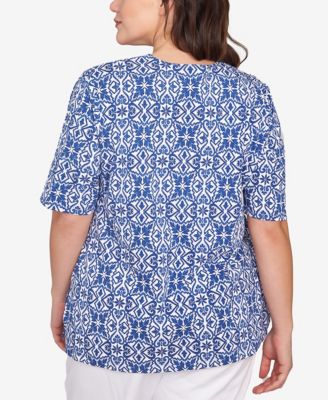 Plus Size Pacific Medallions Embellished Knit Top