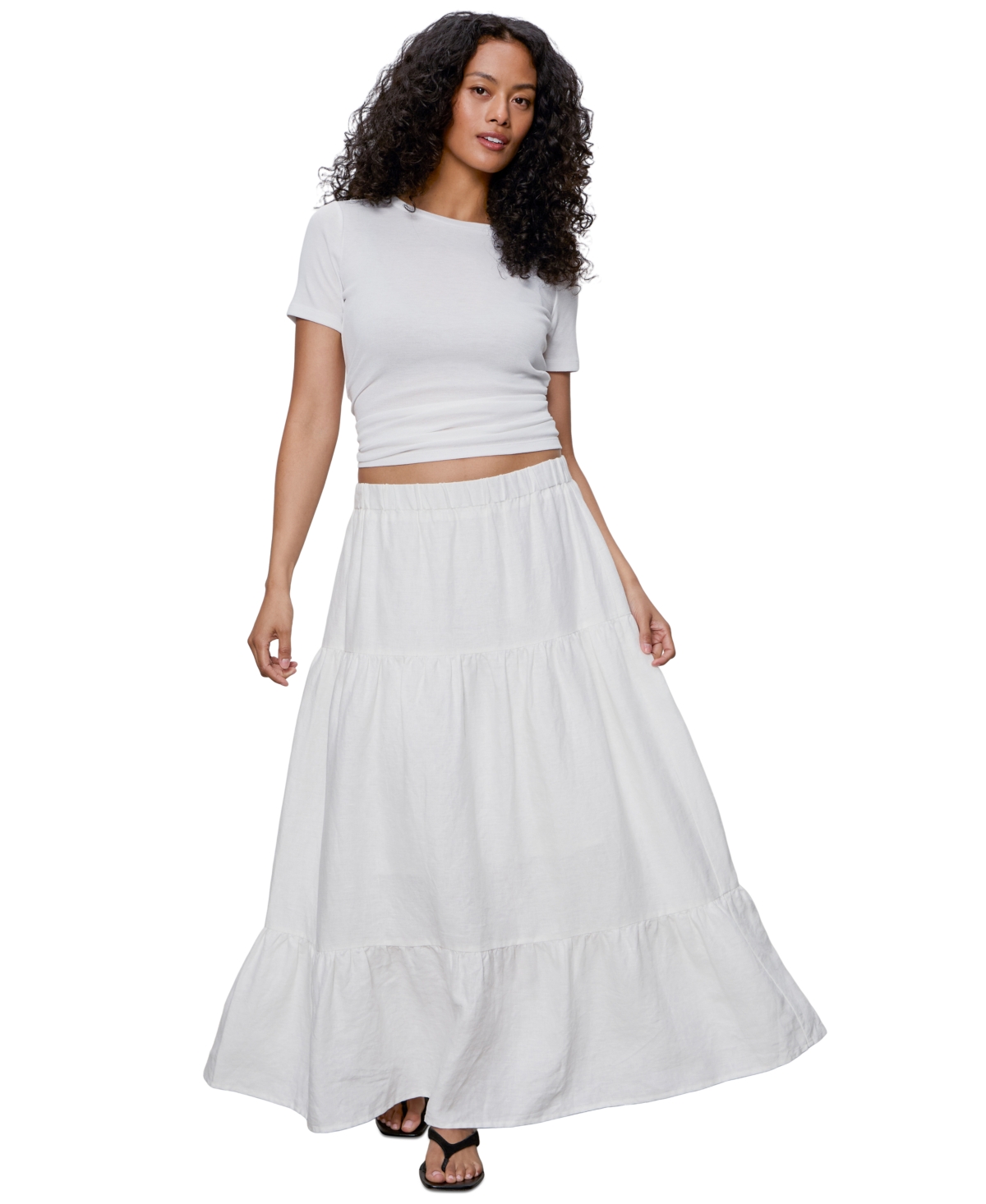 Women's The Prairie Linen Tiered Maxi Skirt - White