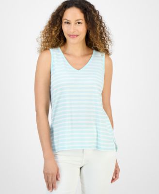 Petite Striped Easy Fit Tank Top, Exclusively at Macy's