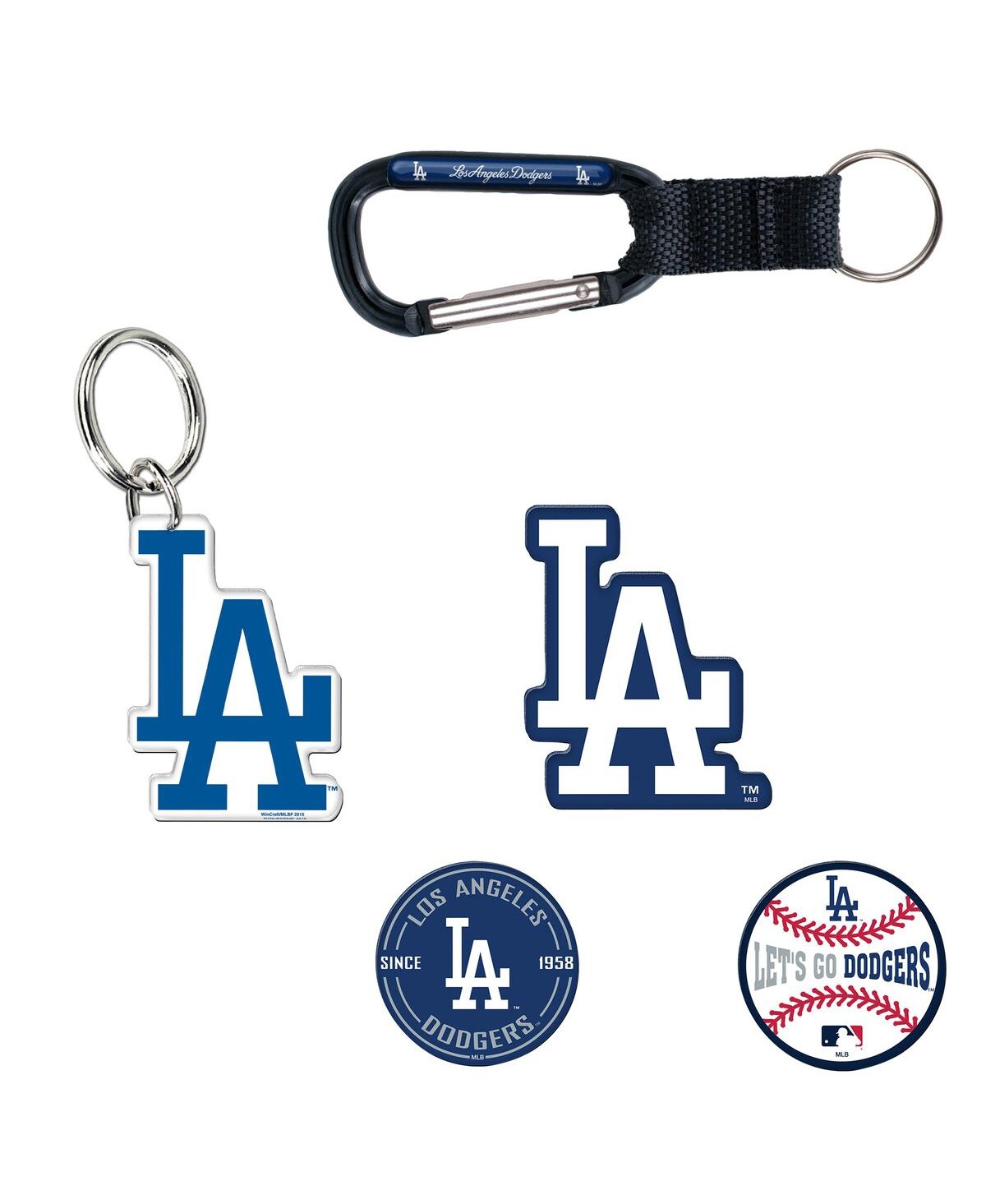 Wincraft Los Angeles Dodgers 5-pack Key Ring And Fridge Magnet Set In Transparent
