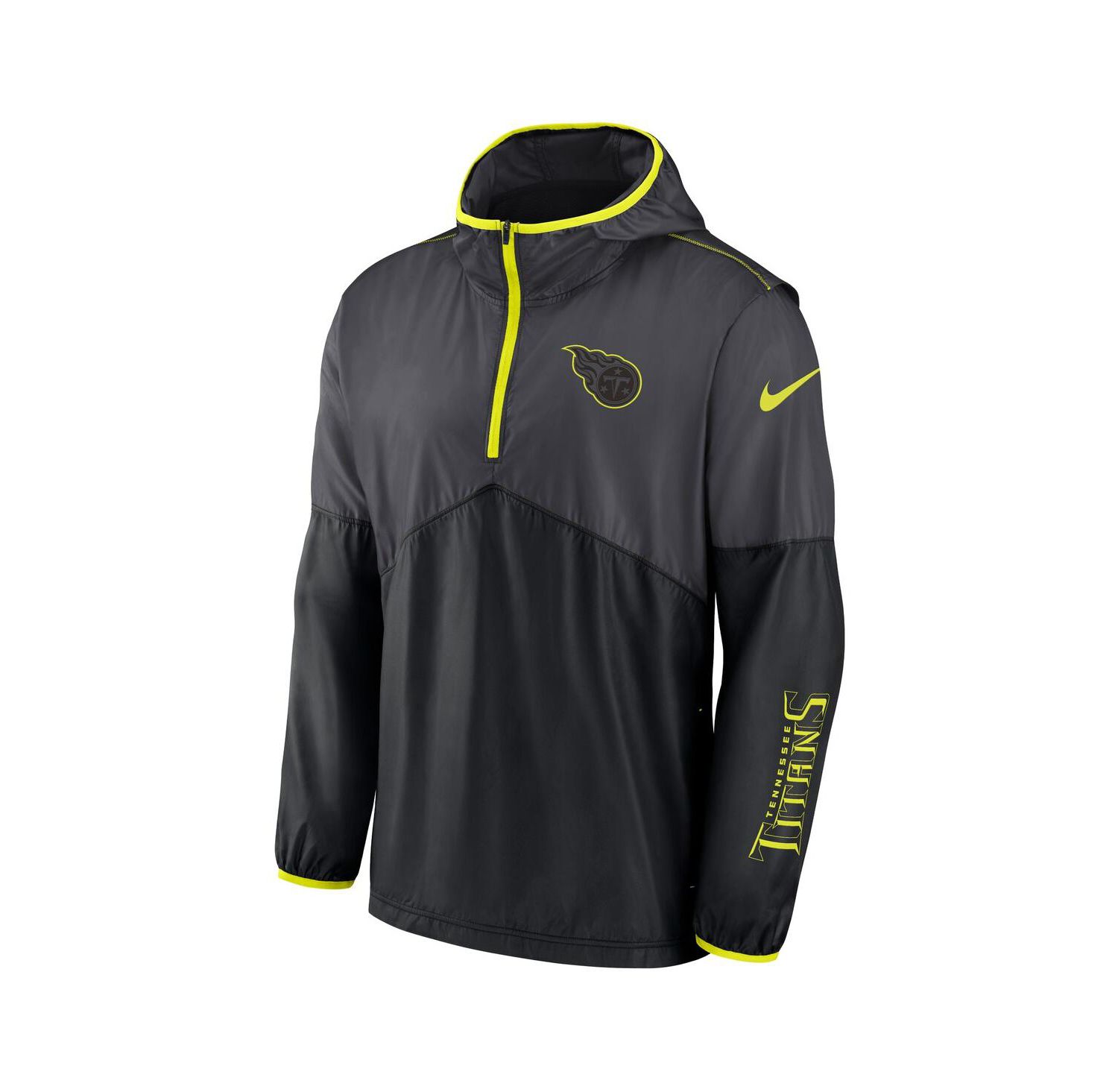 Men's Anthracite Tennessee Titans Volt Hoodie Half-Zip Jacket