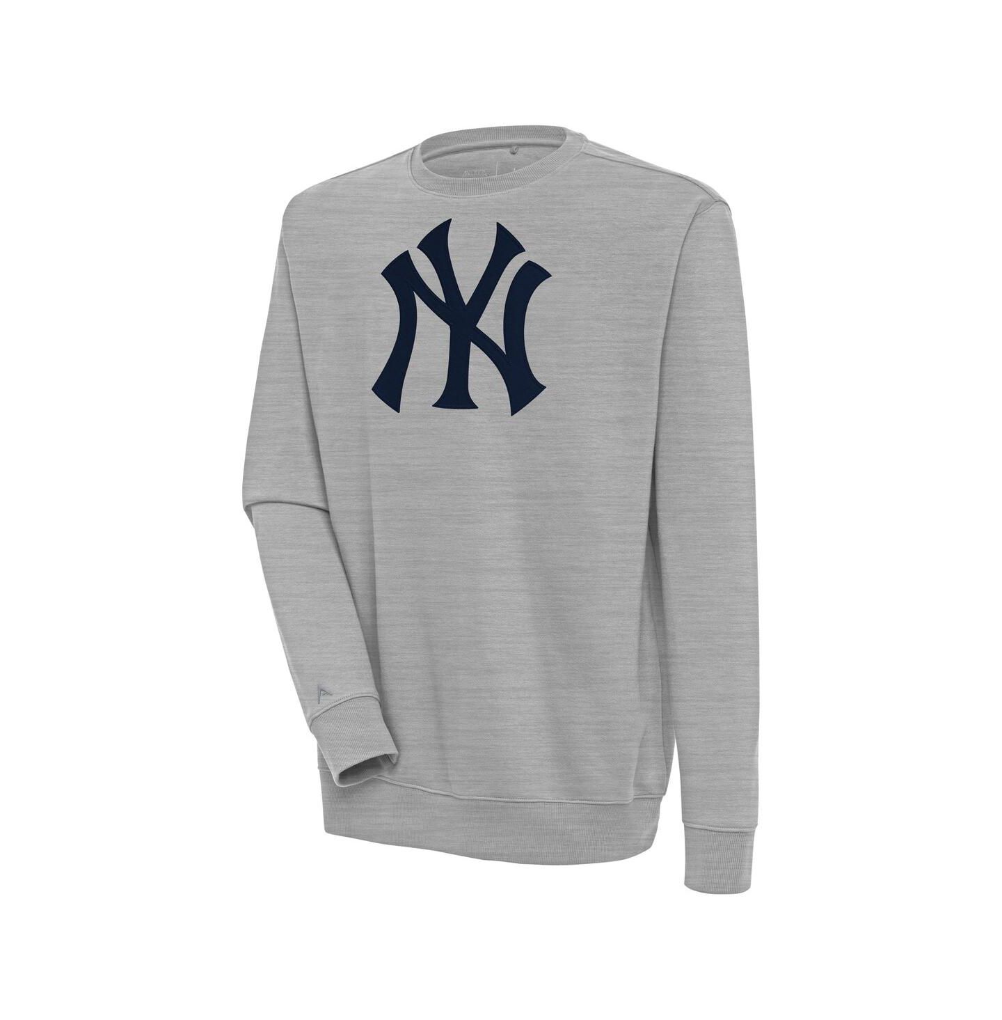 Мужская толстовка Antigua Heather Gray New York Yankees Victory Pullover — фото 1