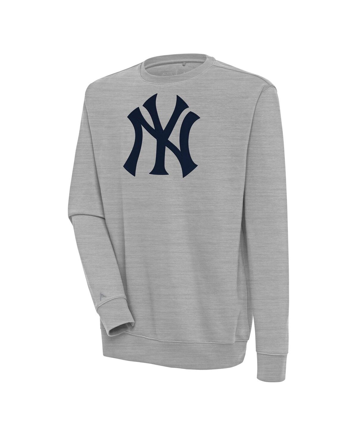 Men's Heather Gray New York Yankees Victory Pullover Sweatshirt - Heather Gray