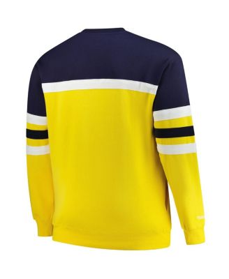 Men's Maize Michigan Wolverines Big Tall Vintage Logo Head Coach Fleece Pullover Sweatshirt