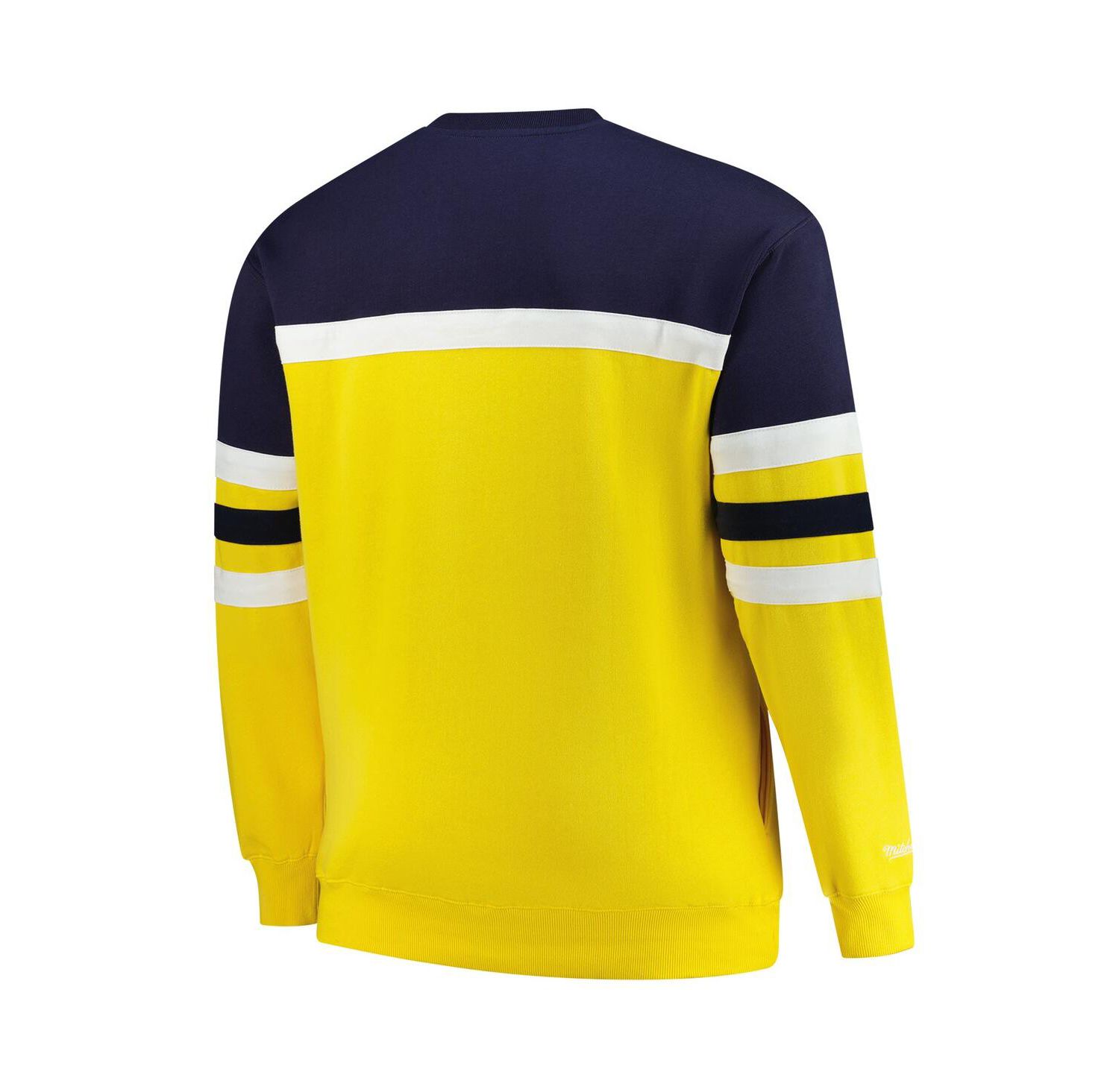 Men's Maize Michigan Wolverines Big & Tall Vintage Logo Head Coach Fleece Pullover Sweatshirt