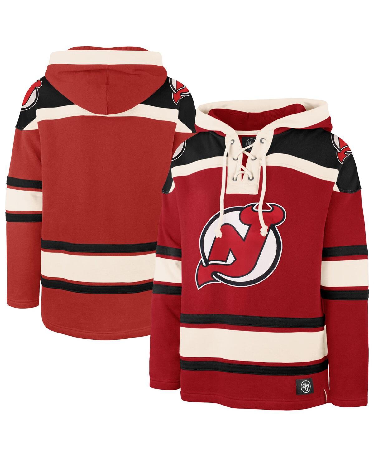 47 Brand Men's Red New Jersey Devils Big & Tall Superior Lacer Fleece Pullover Hoodie