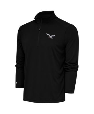 Antigua - Men's Black Philadelphia Eagles Throwback Logo Tribute Quarter-Zip Pullover Top