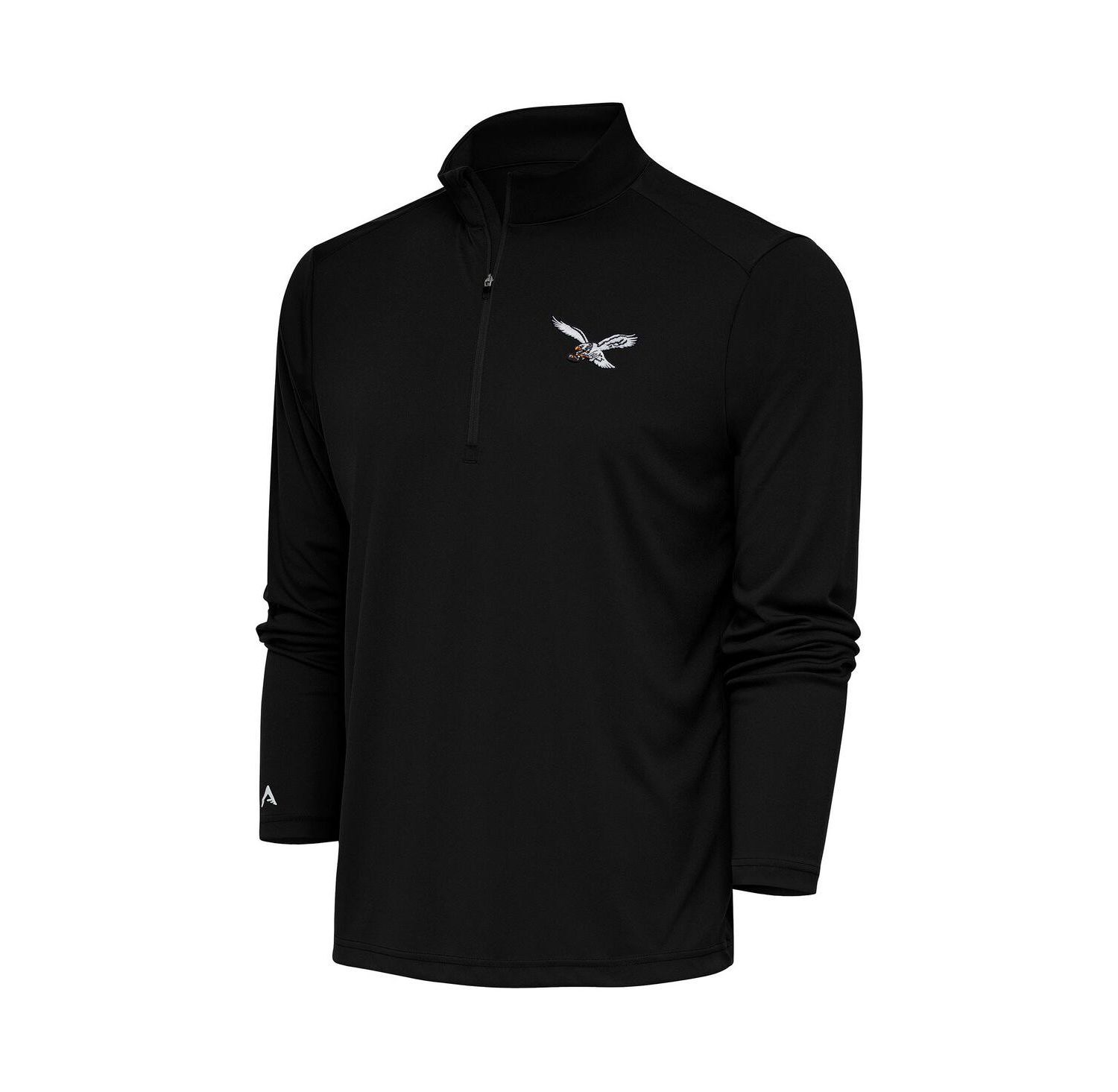 Men's Black Philadelphia Eagles Throwback Logo Tribute Quarter-Zip Pullover Sweatshirt