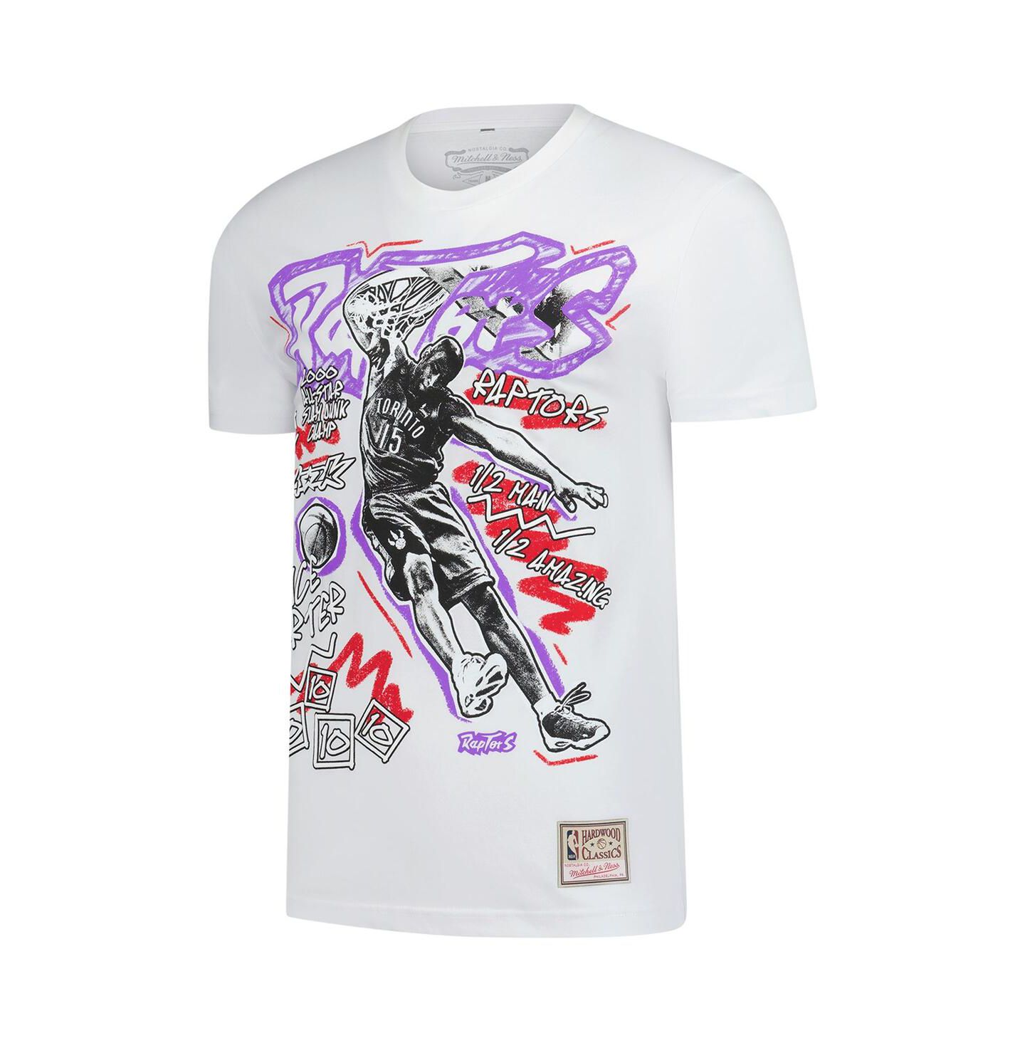 Мужская футболка Mitchell & Ness Vince Carter White Toronto Raptors Hardwood Classics Chalked Up — фото 2