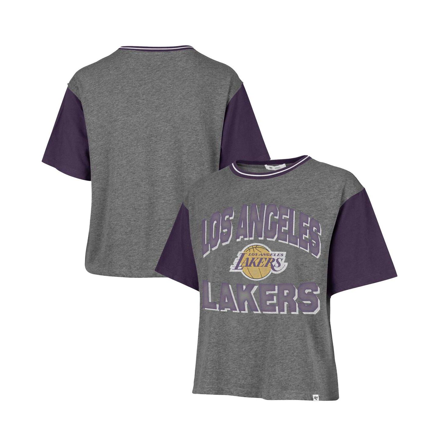 Женская футболка '47 Brand Gray Los Angeles Lakers Rise Clubhouse Ziggy Color Block — фото 1