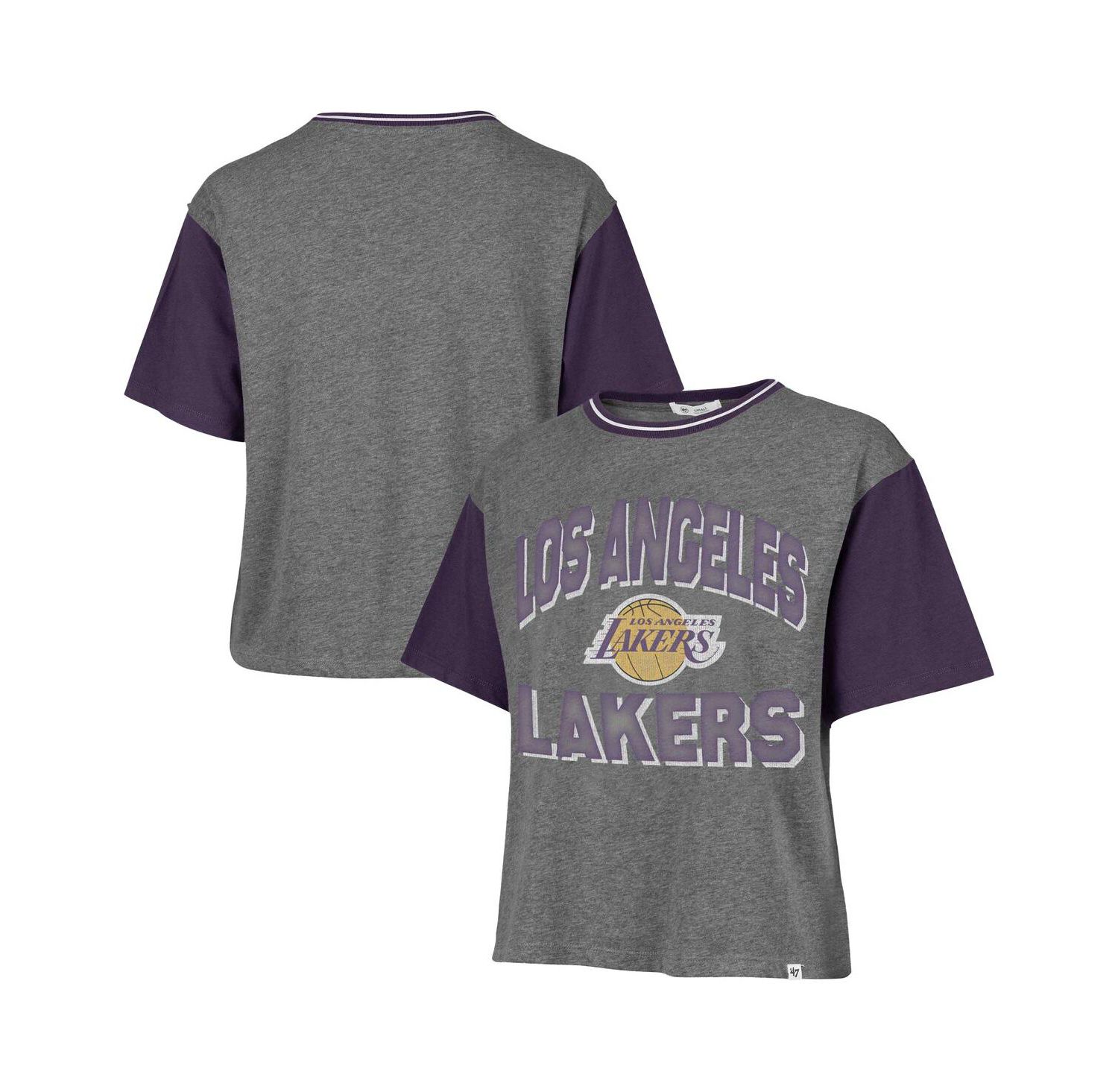 Women's Gray Los Angeles Lakers Rise Clubhouse Ziggy Color Block T-Shirt