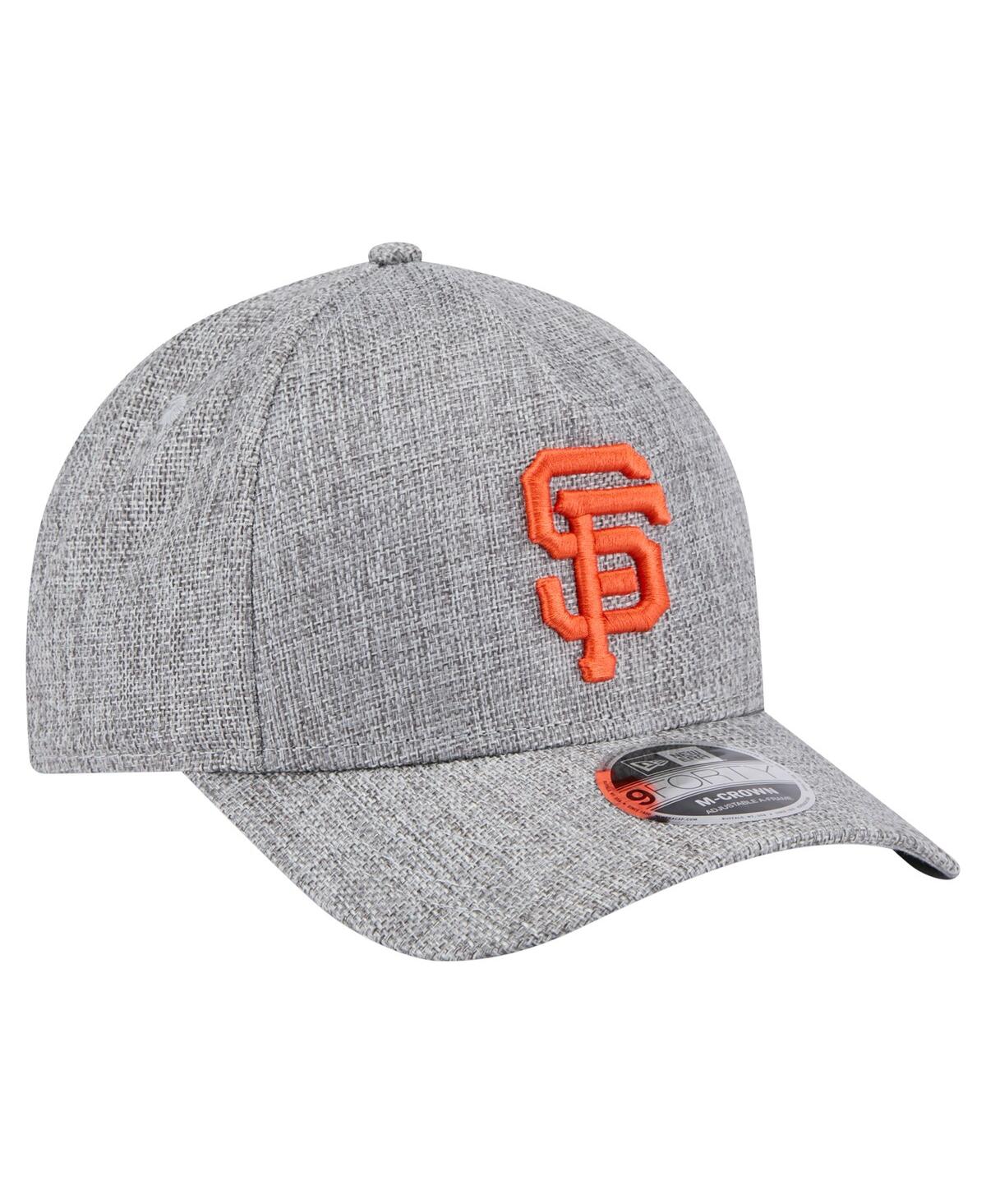 NEW ERA MEN'S GRAY SAN FRANCISCO GIANTS COTTON WEAVE M-CROWN A-FRAME 9FORTY ADJUSTABLE HAT 