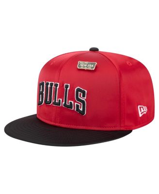 Men's Red/Black Chicago Bulls Throwback Satin Vintage Pin Two-Tone 59FIFTY Fitted Hat