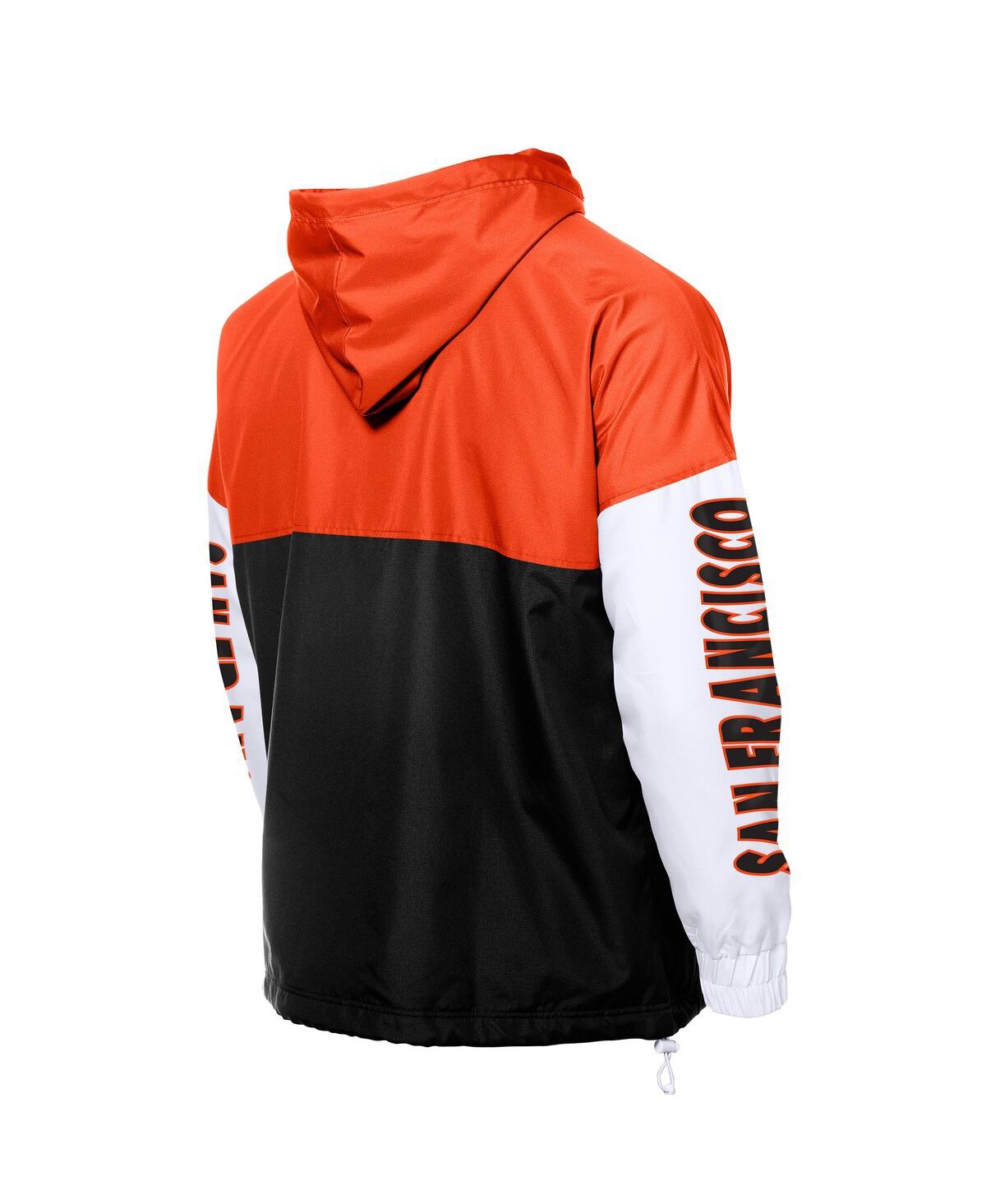 Shop New Era Men's Black/orange San Francisco Giants Color Block Full-zip Hoodie Windbreaker Jacket