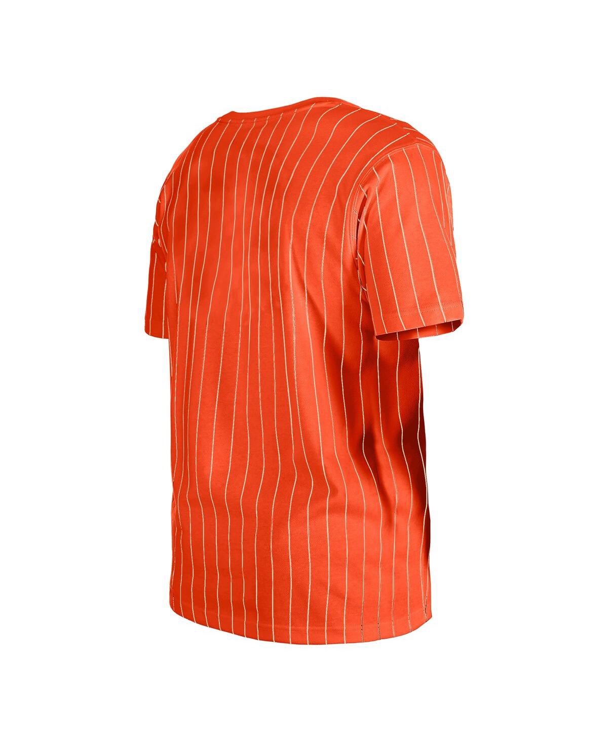 New Era Men's Orange Baltimore Orioles Throwback Pinstripe T-shirt In Orange