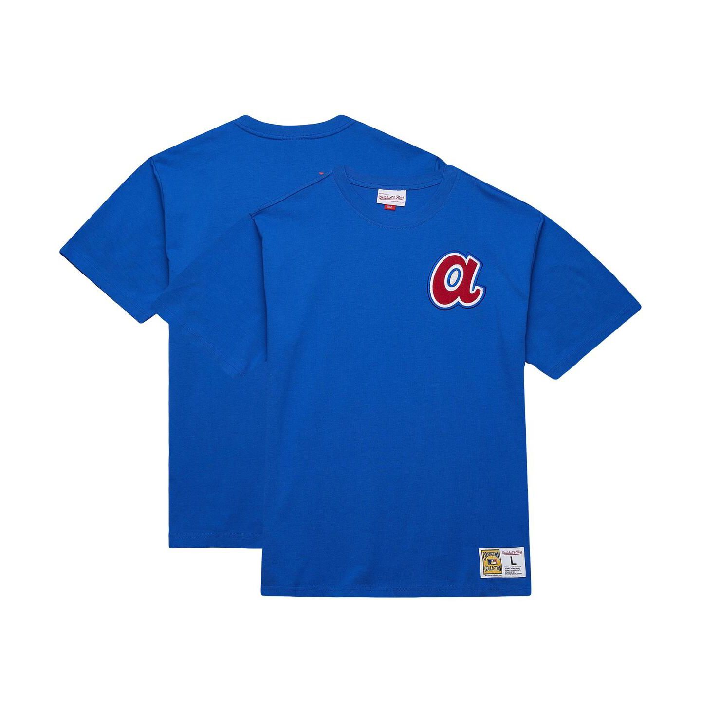Мужская футболка Mitchell & Ness Hank Aaron Royal Atlanta Braves Legends Collection Vintage Logo — фото 1