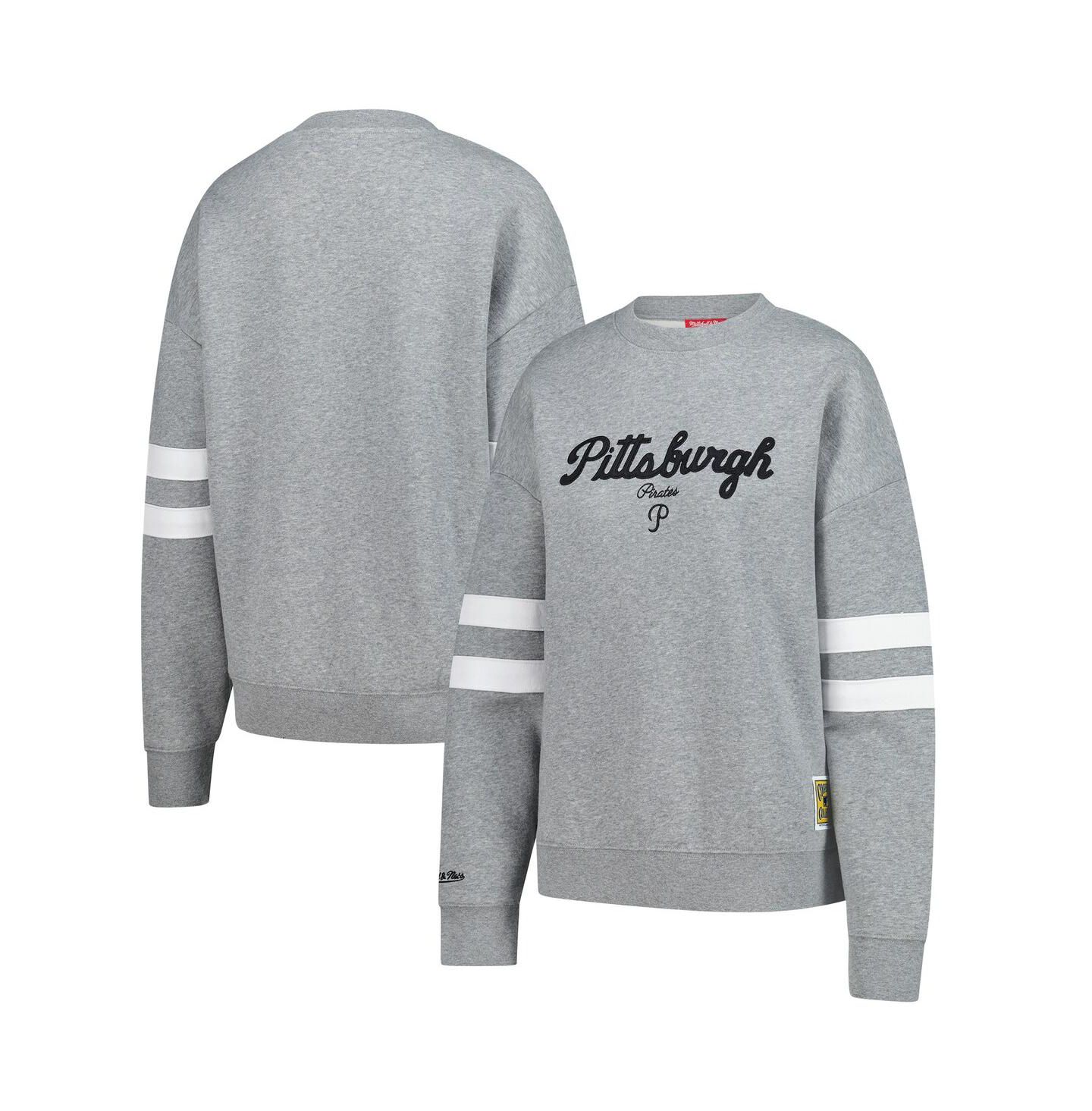 Женская толстовка Mitchell & Ness Heather Gray Pittsburgh Pirates Lightweight Logo Pullover — фото 1