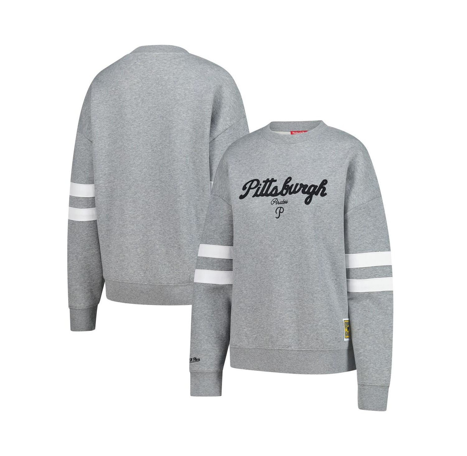 Women's Heather Gray Pittsburgh Pirates Lightweight Logo Pullover Sweatshirt