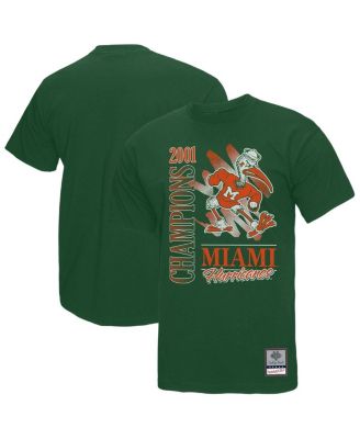 Mitchell & Ness - Men's Green Miami Hurricanes Retro Brush Mineral Wash T-Shirt
