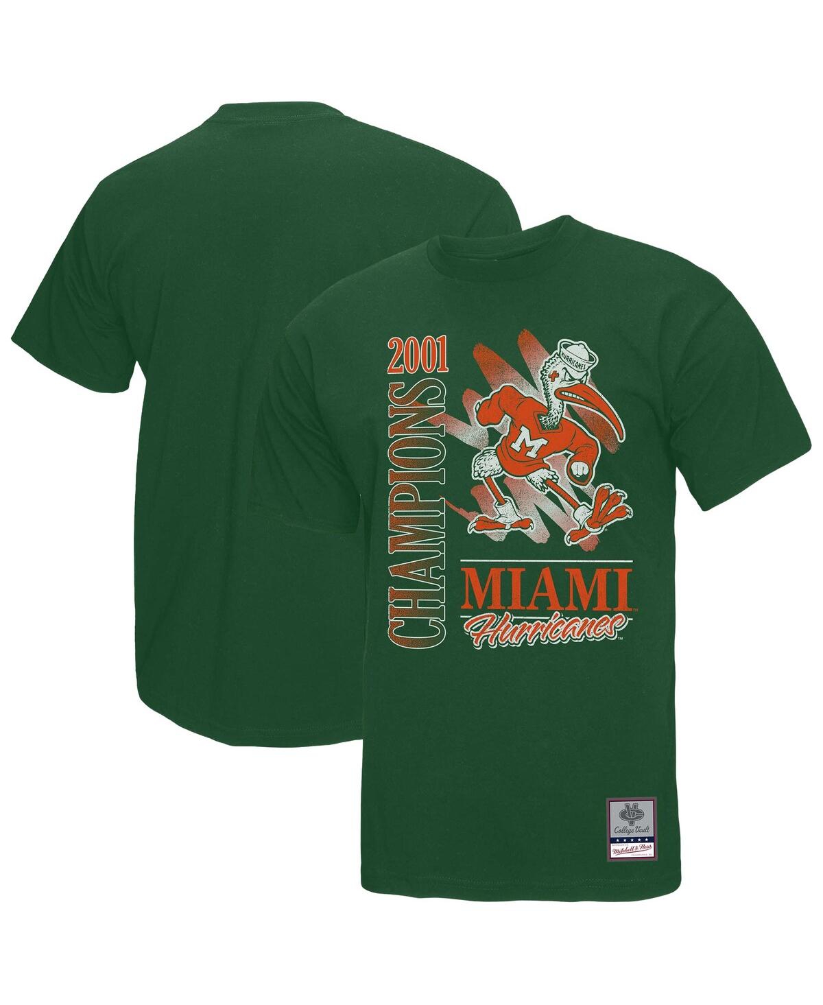 Mitchell & Ness Green Miami Hurricanes Retro Brush Mineral Wash T-shirt