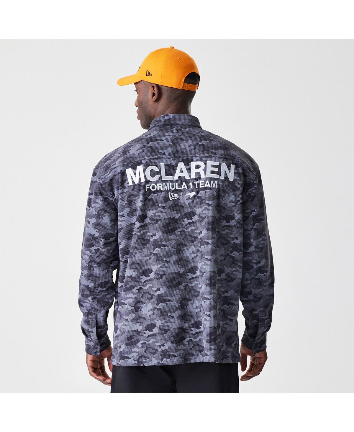 NEW ERA MEN'S GRAPHITE MCLAREN F1 TEAM CAMO BUTTON-UP SHIRT 