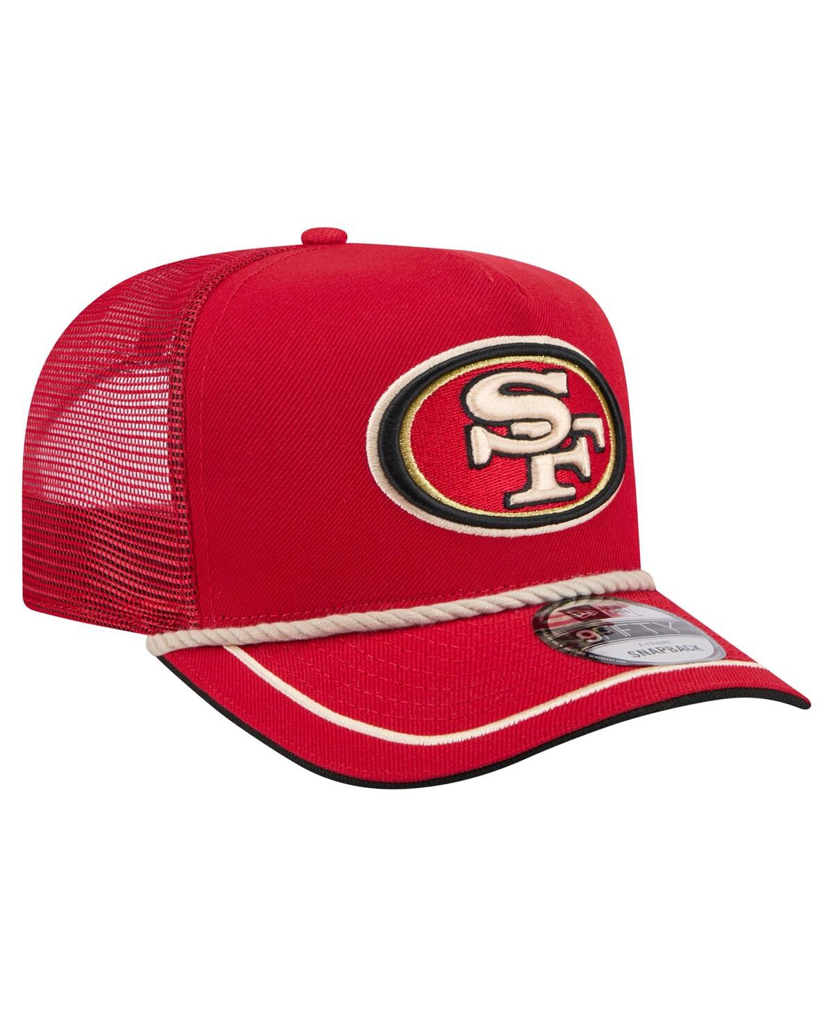 New Era Men's Scarlet San Francisco 49ers Vintage Team Rope A-frame Trucker 9fifty Snapback Hat