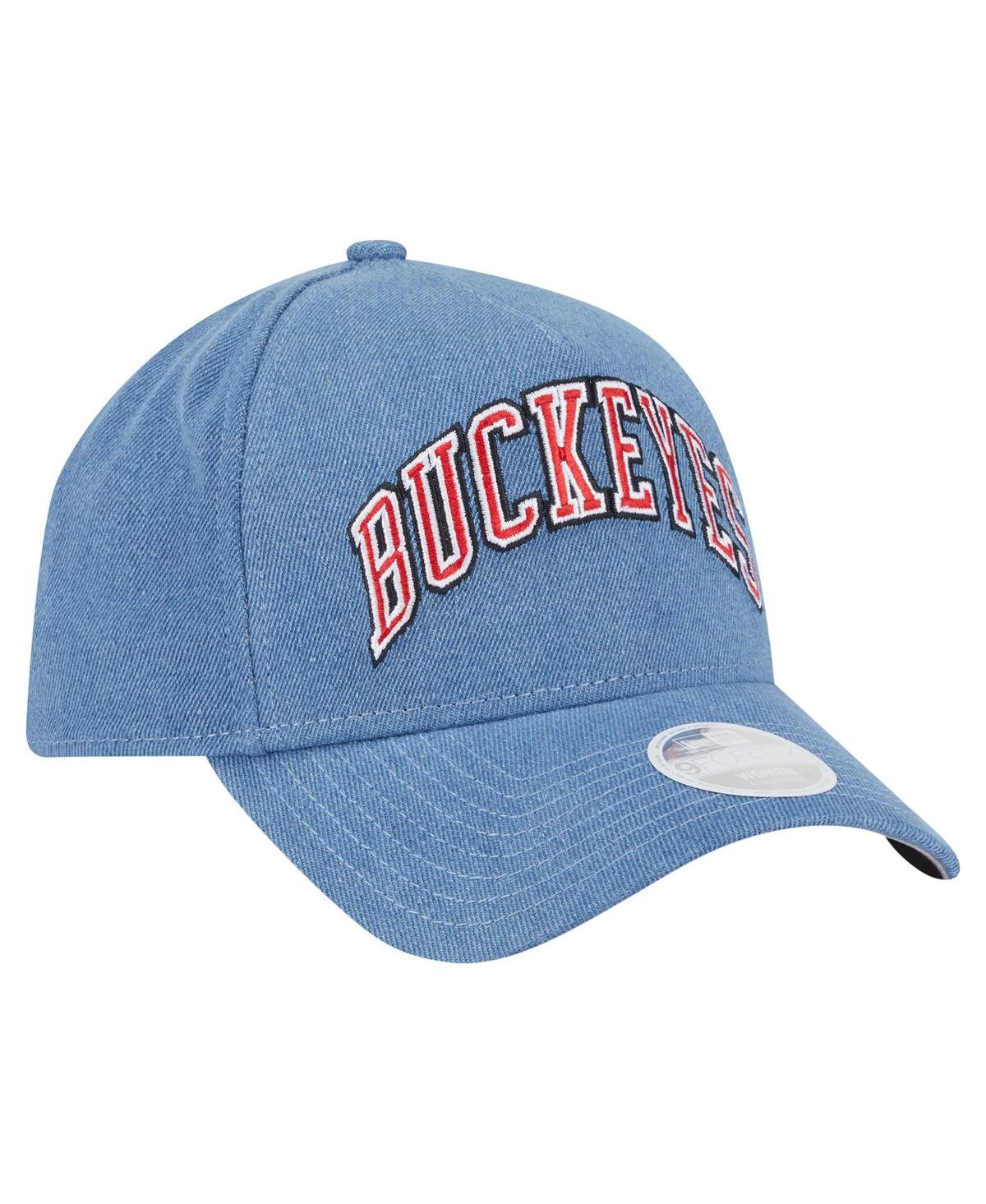 Shop New Era Women's Denim Ohio State Buckeyes A-frame 9forty Adjustable Hat
