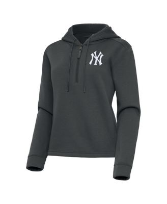 Women's Pewter New York Yankees Contemporary Quarter-Zip Hoodie