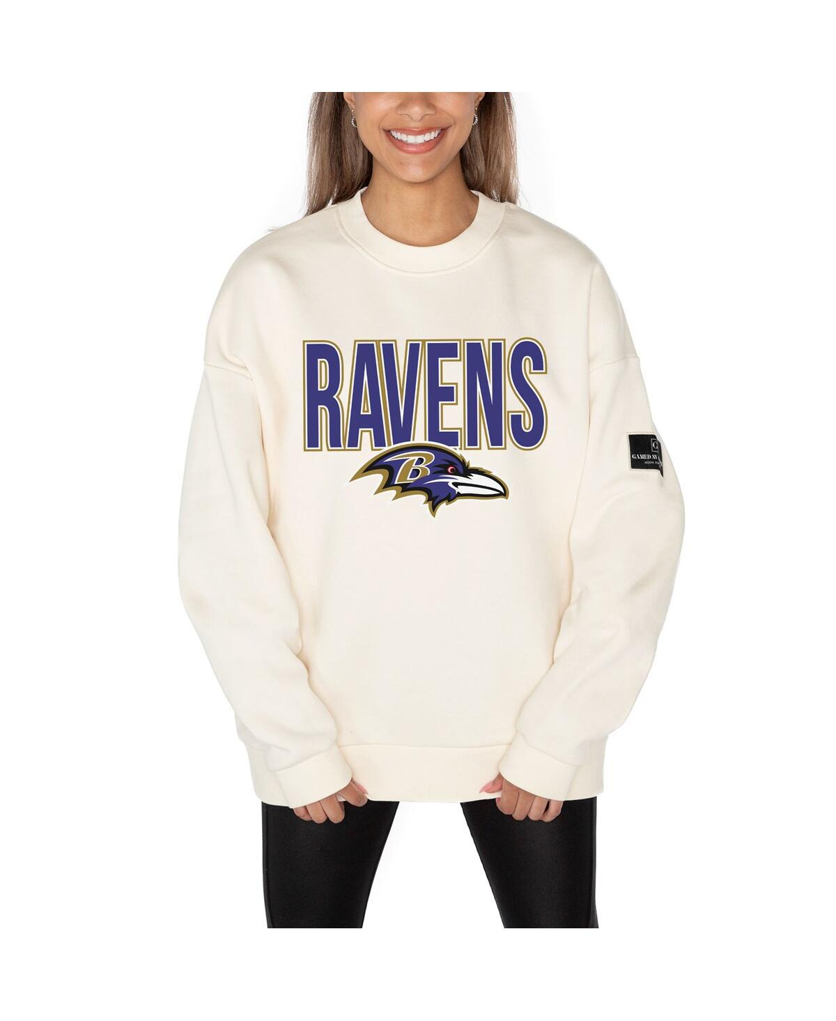 Gameday Couture Women's Cream Baltimore Ravens Premium Fleece Drop Shoulder Pullover Sweatshirt