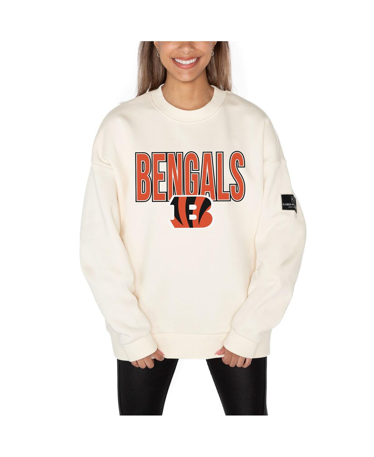 Gameday Couture Women's Cream Cincinnati Bengals Premium Fleece Drop Shoulder Pullover Sweatshirt