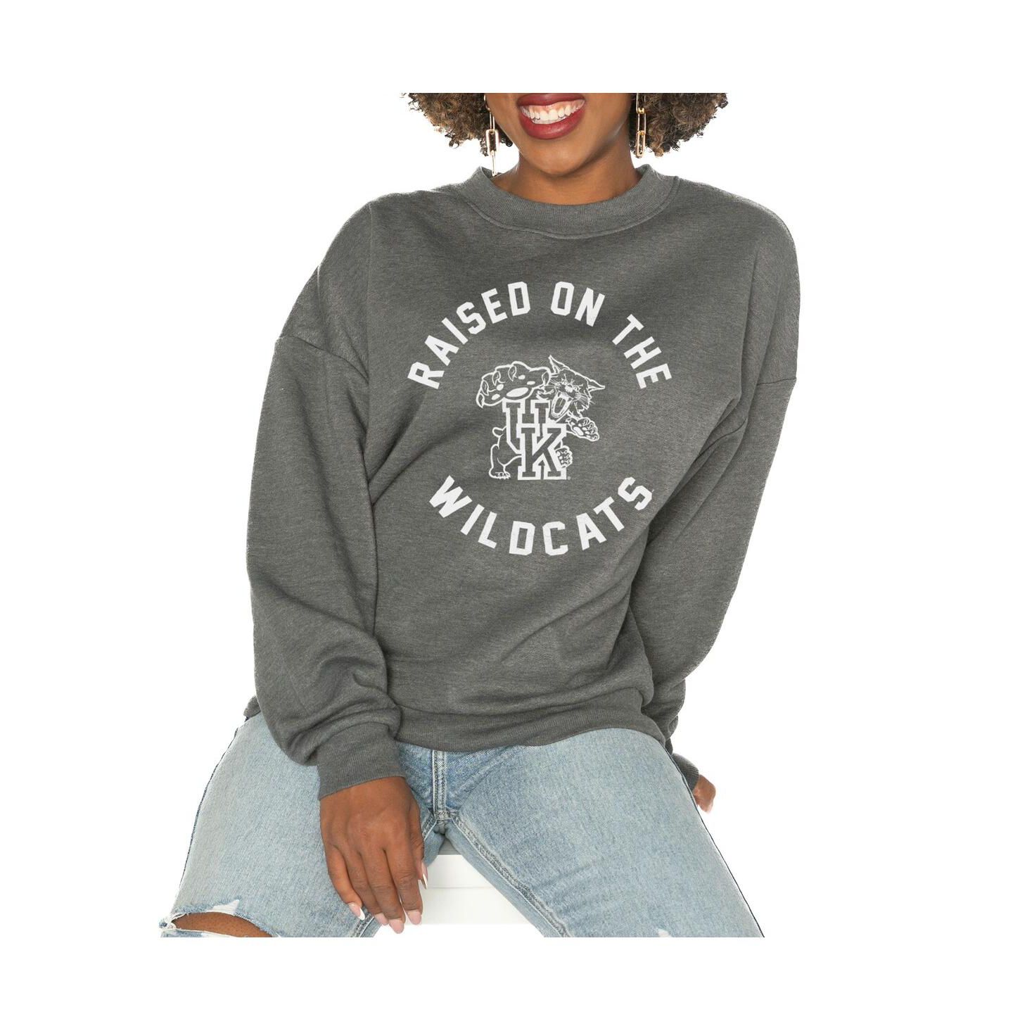 Женская толстовка Gameday Couture Charcoal Kentucky Wildcats Good Vibes Premium Fleece Drop Shoulder Pullover — фото 1